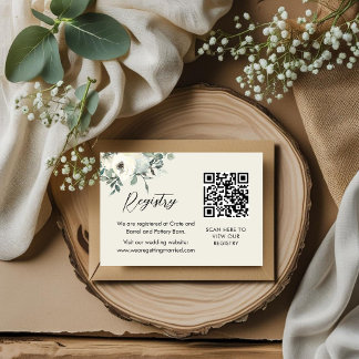 Cartão De Informações Registro de Casamento Elegante com Código QR Vinta