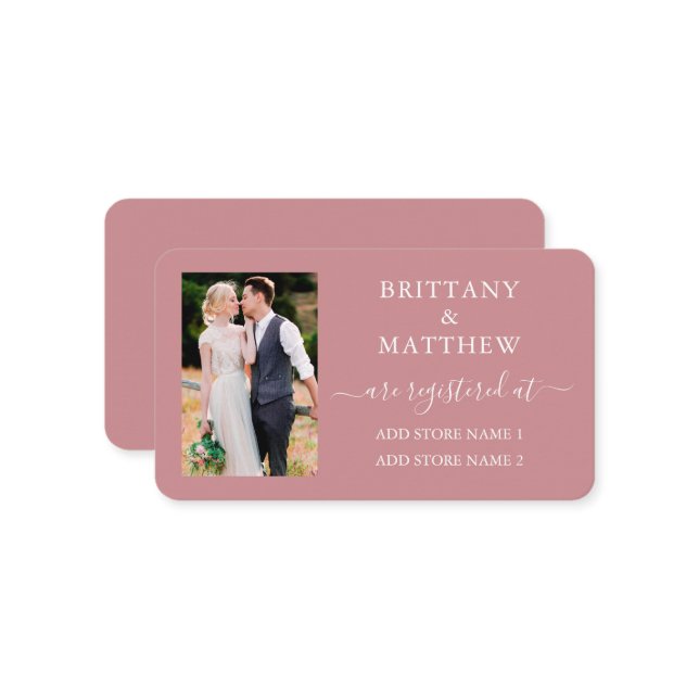 Cartão De Informações Registro de Casamento em Caligrafia Foto Rosa Poei (Frente/Verso In Situ)