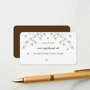 Cartão De Informações Registro de casamento floral e borboleta