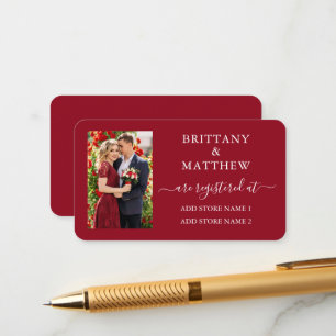 Cartão De Informações Registro de Casamento Foto Grafismo Moderno Vermel