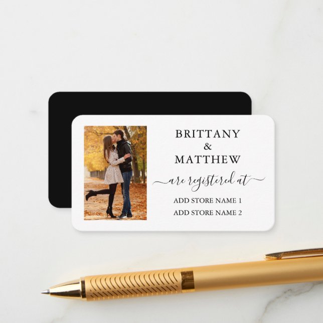 Cartão De Informações Registro de Casamento Foto Preto e Branco Caligráf (Frente/Verso In Situ)