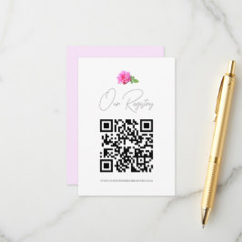 Cartão De Informações Registro de Casamento Minimalista Clássico Rosa Ro
