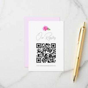 Cartão De Informações Registro de Casamento Minimalista Clássico Rosa Ro
