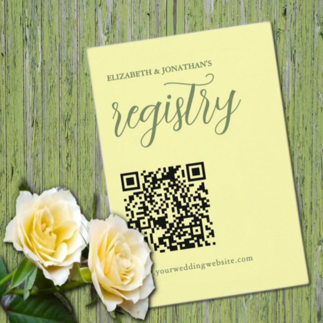 Cartão De Informações Registro de Casamento Mínimo Amarelo e Sage (Criador carregado)