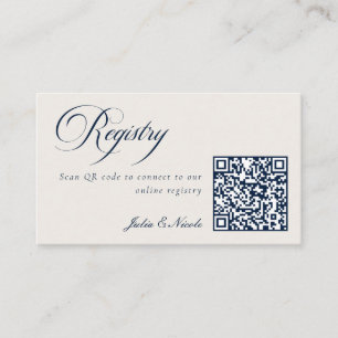 Cartão De Informações Registro de Casamento na Web com Código QR Azul Ma