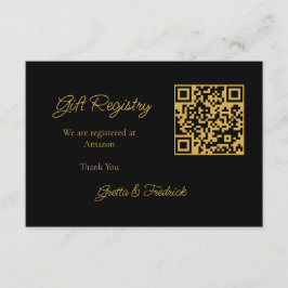 Cartão De Informações Registro de Casamento Negro e Dourado Simples eter