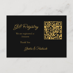 Cartão De Informações Registro de Casamento Negro e Dourado Simples eter