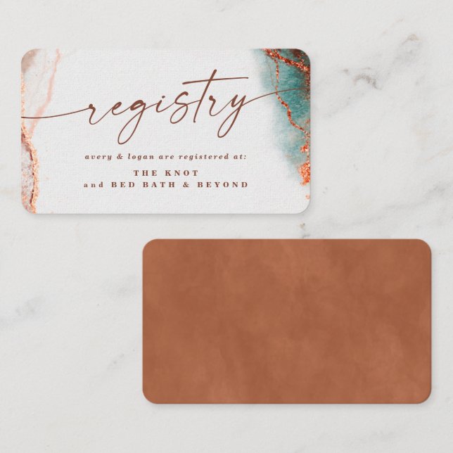 Cartão De Informações Registro de Casamento outono Modern Abstrato Terra (Frente/Verso)