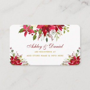 Cartão De Informações Registro de Casamento Poinsettia Floral Dourado Ve