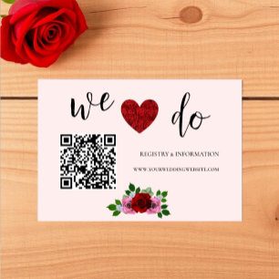 Cartão De Informações Registro de Casamento Rosas Vermelhas e Rosadas