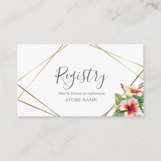Cartão De Informações Registro de Casamento Tropical de Hibiscus (Frente)