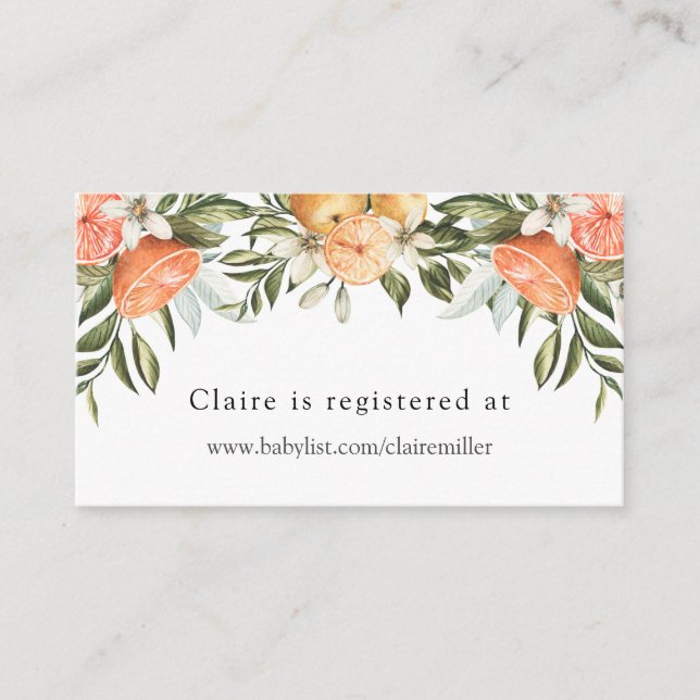 Cartão De Informações Registro de Chá de fraldas de Pequenas Laranjas (Frente)