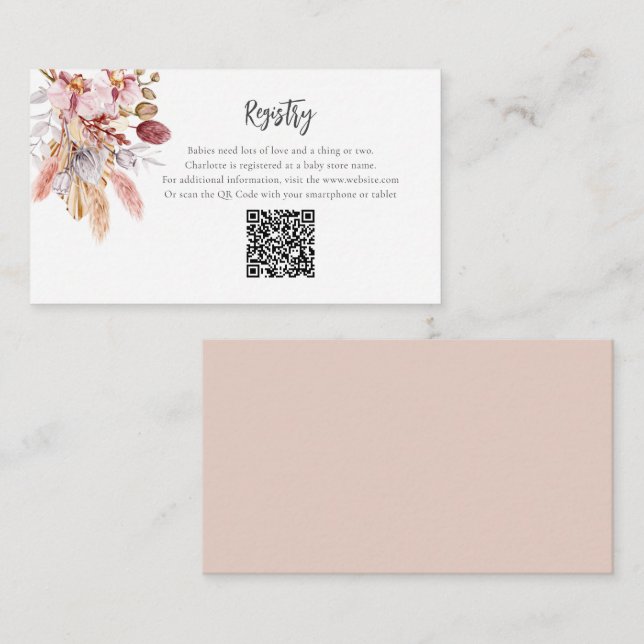 Cartão De Informações Registro de Chá de fraldas de Rapariga Terracotta  (Frente/Verso)