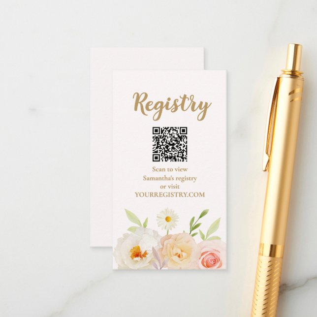Cartão De Informações Registro de Chá de Noiva Chic Flowers (Frente/Verso In Situ)