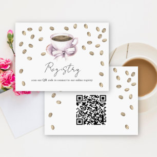 Cartão De Informações Registro de Chá de Noiva com QR Code de Café