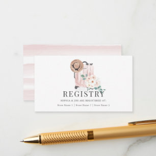 Cartão De Informações Registro de Chá de Noiva Mala Rosa Viagem