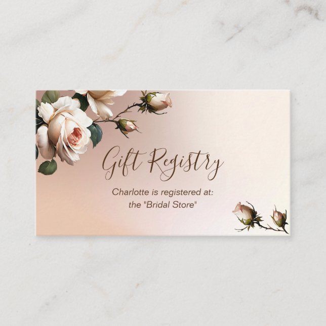 Cartão De Informações Registro de Chá de panela Blush Beige Rosa (Frente)