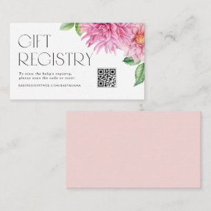 Cartão De Informações Registro de Chás de Bebê com Código QR Floral de D