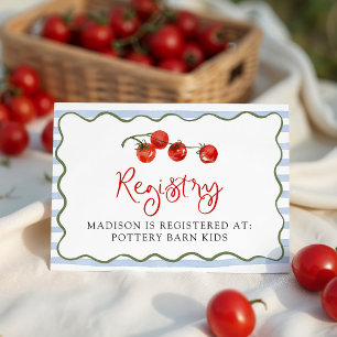 Cartão De Informações Registro de Chás de Bebê do Tomatinho Fofo