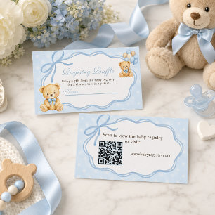 Cartão De Informações Registro de Chás de Bebê do Urso Azul Bearly Wait