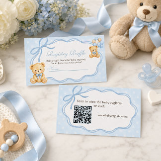 Cartão De Informações Registro de Chás de Bebê do Urso Azul Bearly Wait