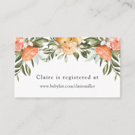 Cartão De Informações Registro de Chás de Bebê Little Cutie Oranges