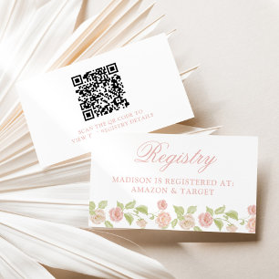 Cartão De Informações Registro de Chás de fraldas Florais Elegante Rosa
