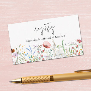 Cartão De Informações Registro de Chuveiro de Noiva Flor Silvestre