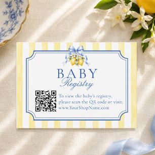 Cartão De Informações Registro de Código QR Ciao Baby Lemon Shower