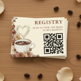 Cartão De Informações Registro de Código QR de Café Floral Love is Brewi