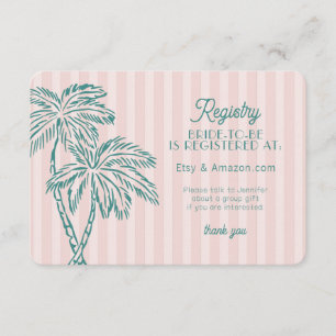 Cartão De Informações Registro de Praia Pastel Pink Palm Springs Insert