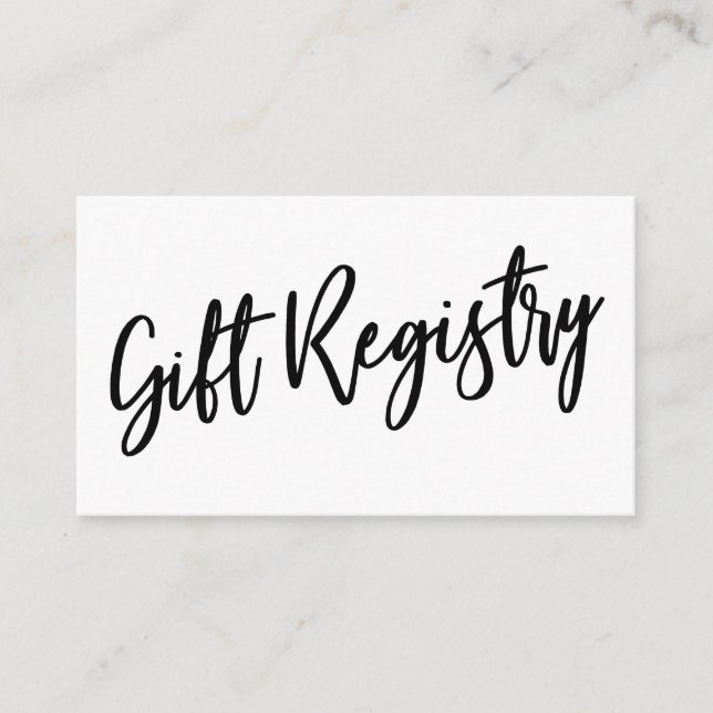 Cartão De Informações Registro de Presente Branco e Preto de Manuscrito  (Frente)