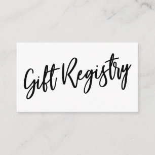 Cartão De Informações Registro de Presente Branco e Preto de Manuscrito 