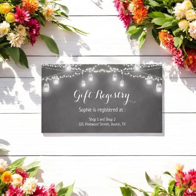 Cartão De Informações Registro de Presente de Casamento Black Mason Jar (Criador carregado)