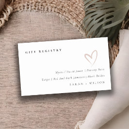 Cartão De Informações Registro de Presente de Coração Simples e Simples