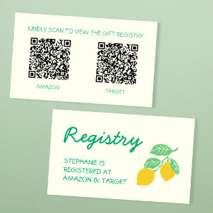 Cartão De Informações Registro de Presentes 2 Códigos Qr Amarelo Verde L