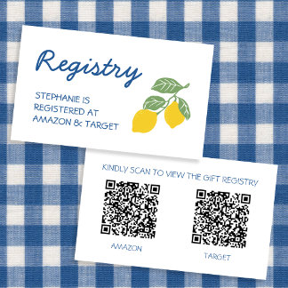 Cartão De Informações Registro de Presentes 2 Códigos Qr Costa Amalfi Li