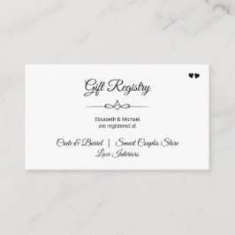 Cartão De Informações Registro de presentes de casamento branco e preto 