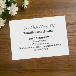 Cartão De Informações Registro de Presentes de Casamento Preto e Branco