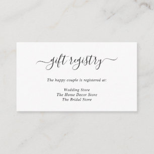 Cartão De Informações Registro de Presentes de Casamento Simples Elegant