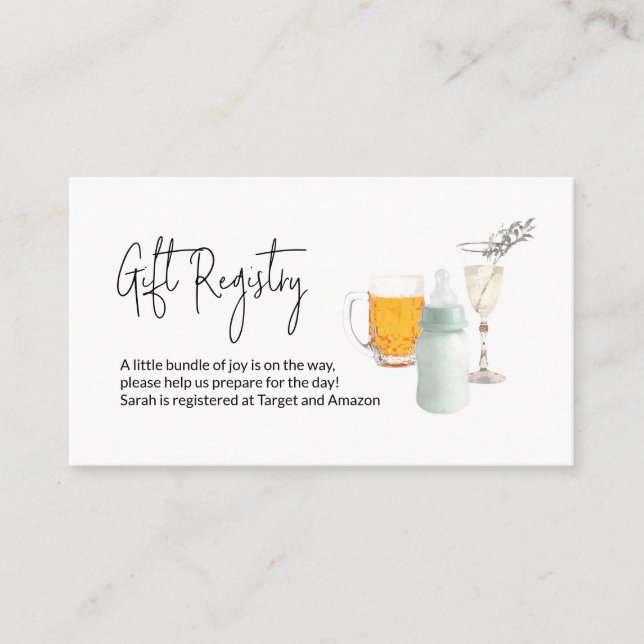 Cartão De Informações Registro de Presentes do Chá de Bebê Bolhas e Cerv (Frente)