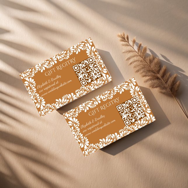 Cartão De Informações Registro de presentes do talavera terracotta qr me (Mexican talavera terracotta qr gift registry enclosure card)