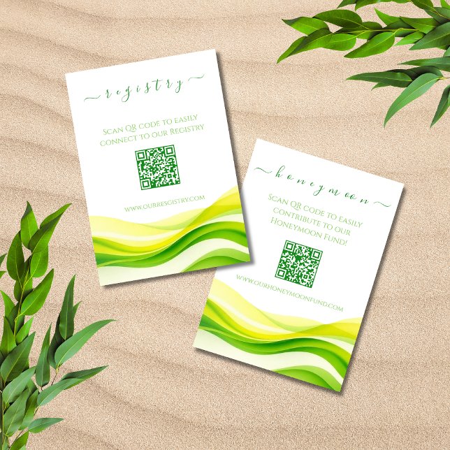 Cartão De Informações Registro de Presentes e Fundo de Lua de Mel Citrin (Citrus Green and Yellow Registry & Honeymoon Fund Enclosure Card)