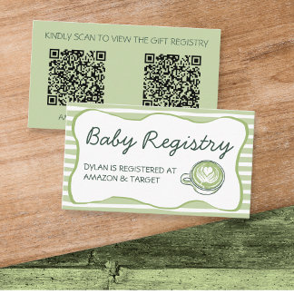 Cartão De Informações Registro de Presentes para Chá de Bebê Matcha Códi