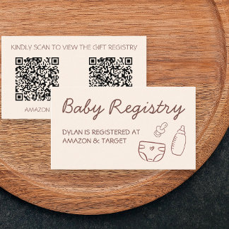 Cartão De Informações Registro de Presentes para Chás de Bebê Código Qr 