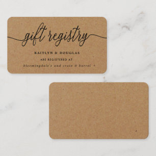 Cartão De Informações Registro de Presentes Rustic Kraft Script