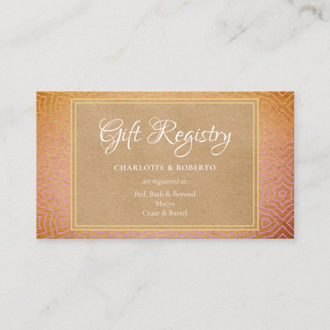 Cartão De Informações Registro do Casamento Chic do Deserto de Marrocos (Frente)