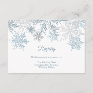 Cartão De Informações Registro do Casamento no inverno Silver Blue Snowf