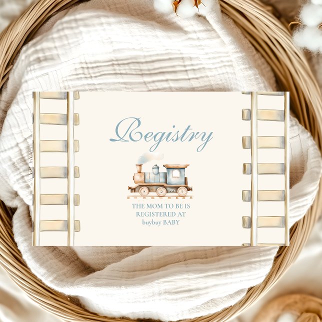 Cartão De Informações Registro do Chá de fraldas do comboio com aquarela (Criador carregado)