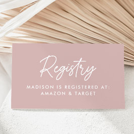 Cartão De Informações Registro do Chá de fraldas Dusty Rosa de Script Ne